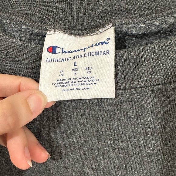 Champion American University Sweatshirt Large Gray Crewneck Collegiate Embroider - Picture 5 of 6